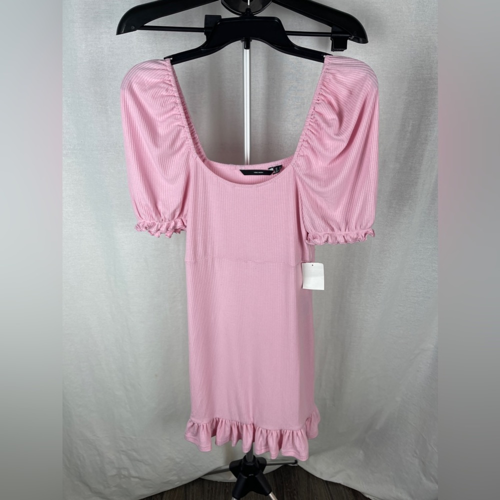 VERO MODA Pink Aria Puff Sleeve Minidress Size Medium NWT - Picture 5 of 10